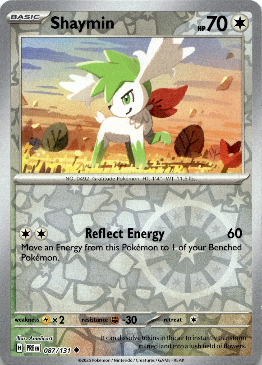Shaymin 087/131 Uncommon Prismatic Evolutions Pokemon Reverse Holo Near Mint