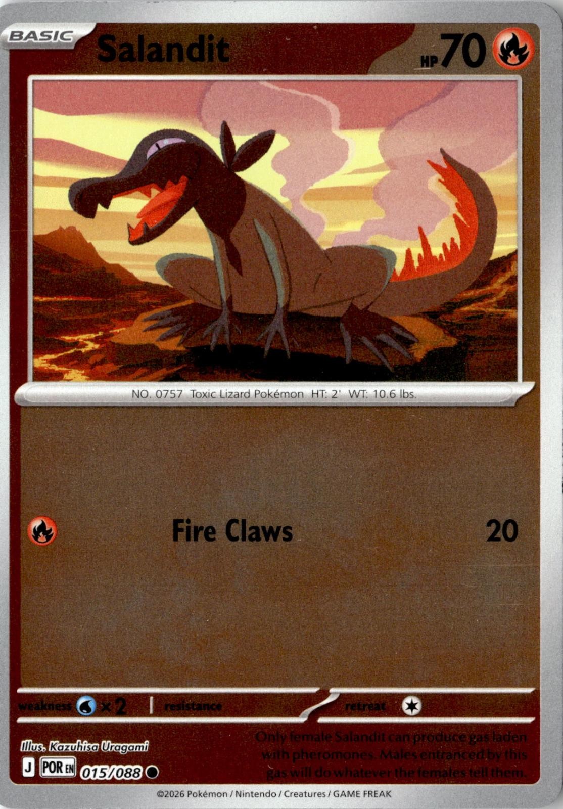 2026 POKEMON SALANDIT 015/088 COMMON PERFECT ORDER REVERSE HOLO NEAR MINT