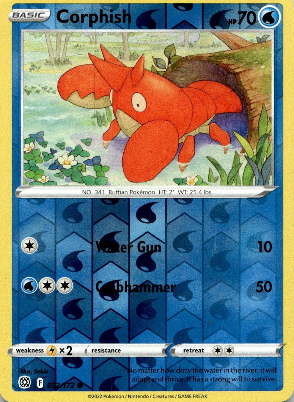 Corphish 032/172 Common Brilliant Stars Pokemon Reverse Holo Lightly Played