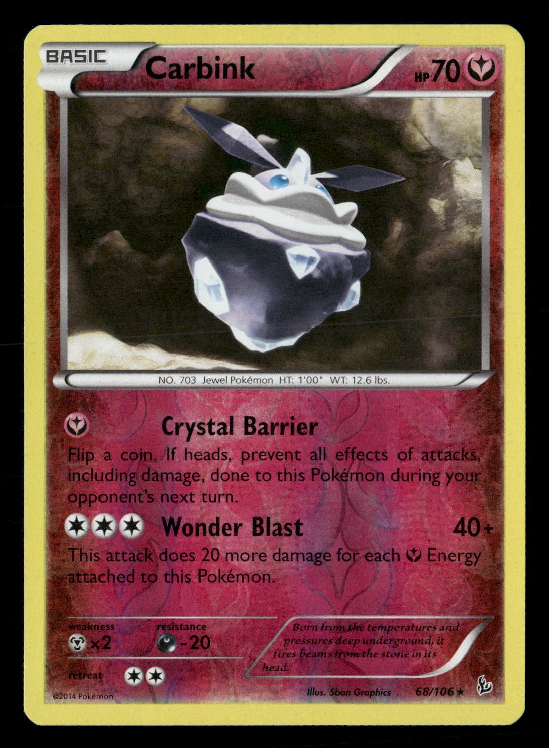 Carbink Reverse Holo Holo Rare XY - Flashfire 68/106 NM