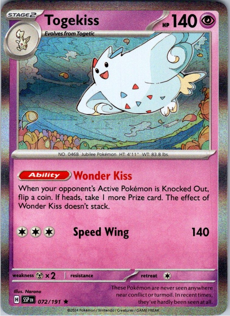 Togekiss 072/191 Rare Surging Sparks Pokemon Holo Near Mint