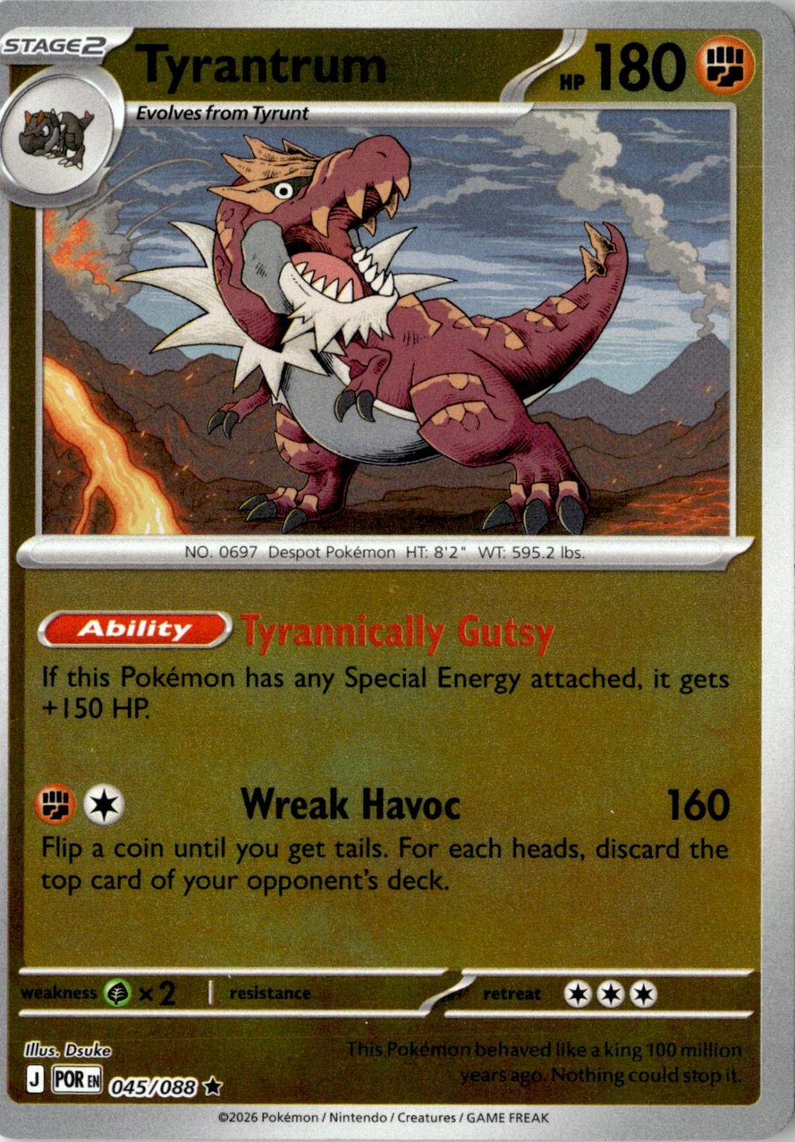 2016 POKEMON TYRANTRUM - 047/088 (NON-HOLO) 045/088 RARE DECK EXCLUSIVES NM