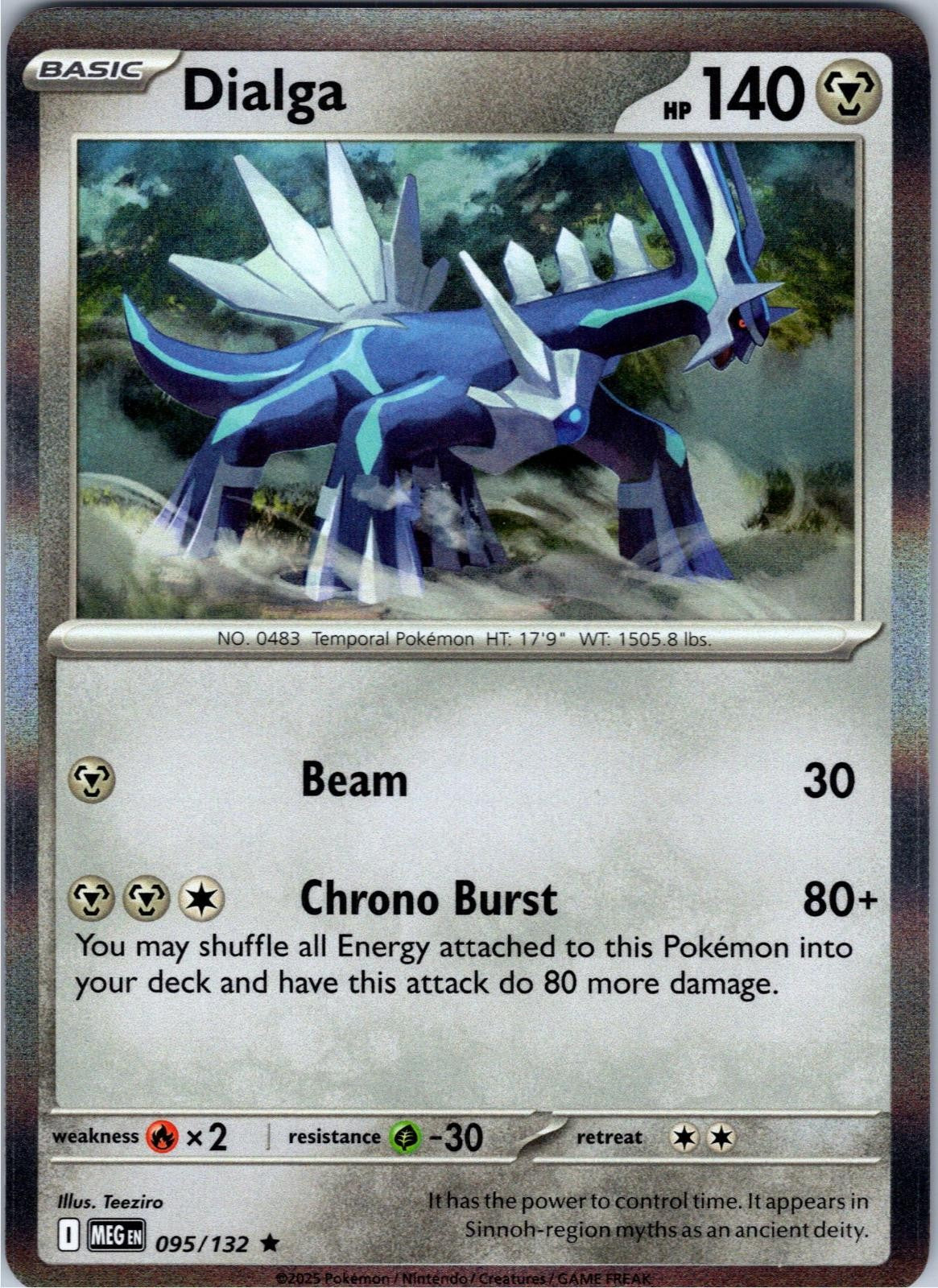 Dialga 095/132 Rare Mega Evolution Pokemon Holo Near Mint