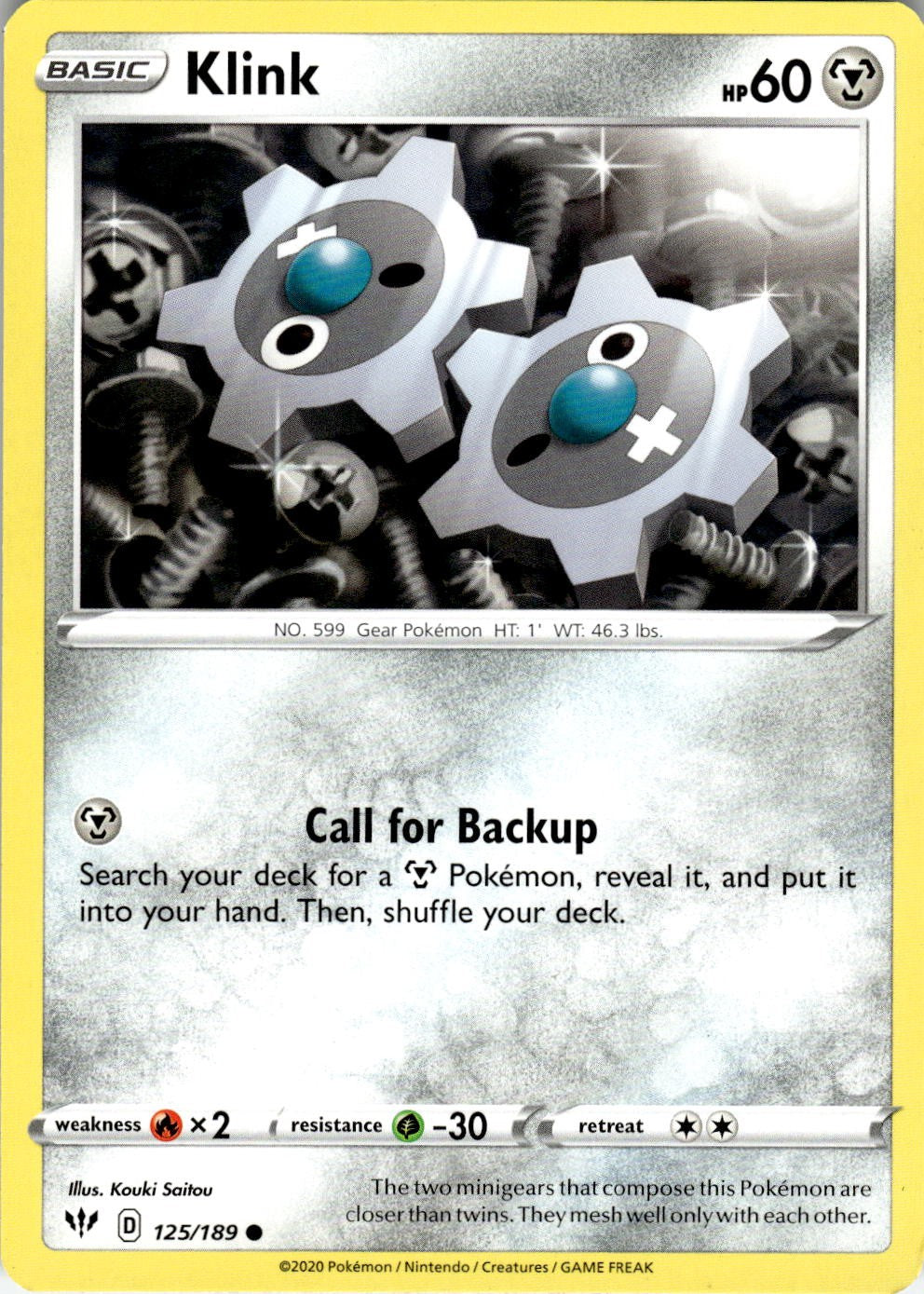 Klink 125/189 Common Darkness Ablaze Pokemon Near Mint
