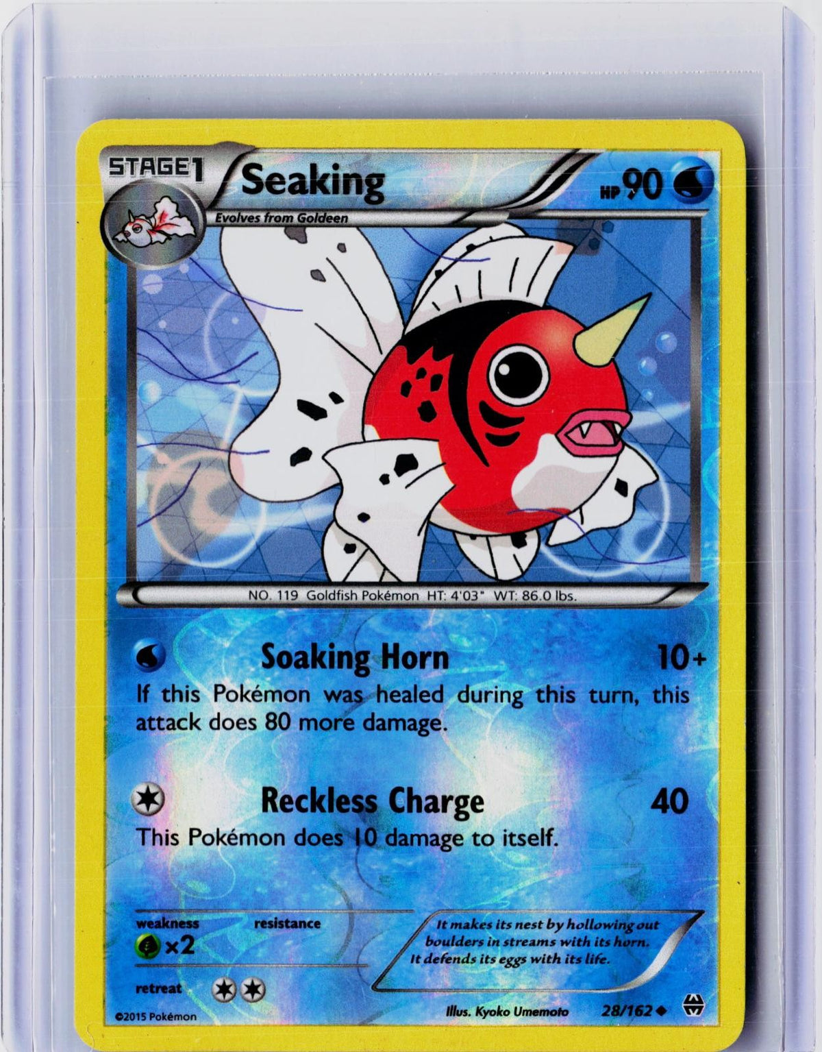 2015 POKEMON SEAKING 28/162 UNCOMMON BREAKTHROUGH REVERSE HOLO NEAR MINT
