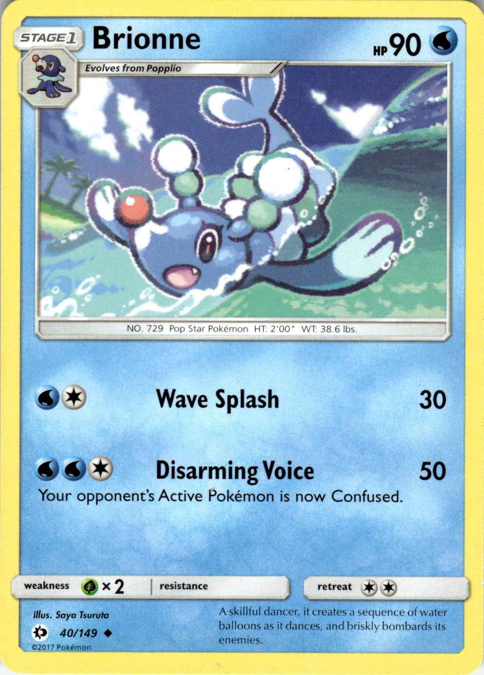 Brionne 40/149 Uncommon SM Base Set Pokemon Lightly Played