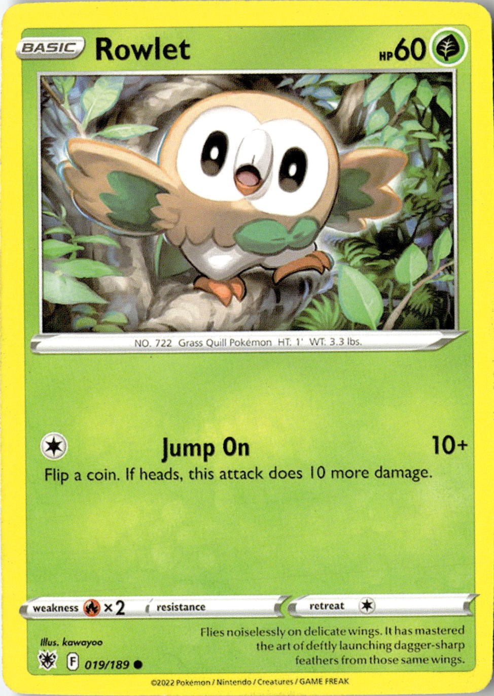 2022 POKEMON ROWLET 019/189 COMMON ASTRAL RADIANCE NEAR MINT