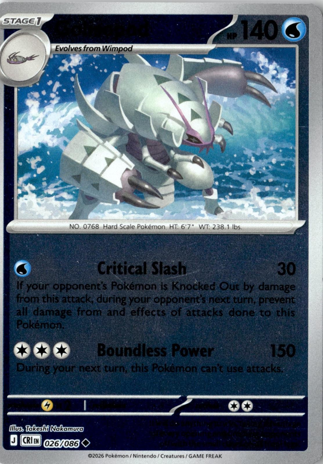 2026 POKEMON GOLISOPOD 026/086 UNCOMMON CHAOS RISING REVERSE HOLO NEAR MINT