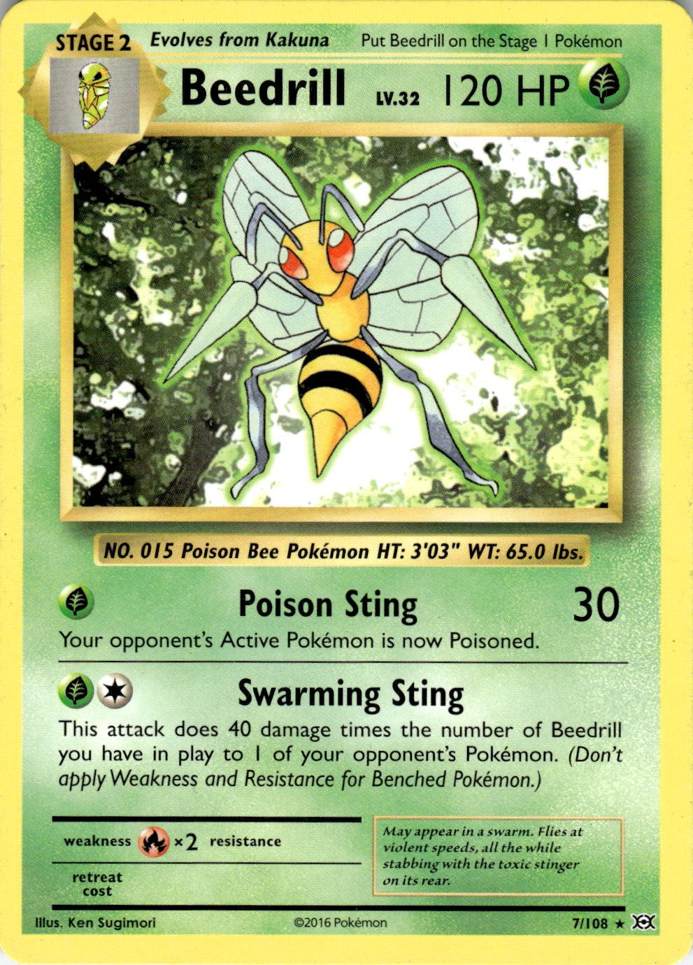 Beedrill 7/108 Rare Evolutions Pokemon Near Mint