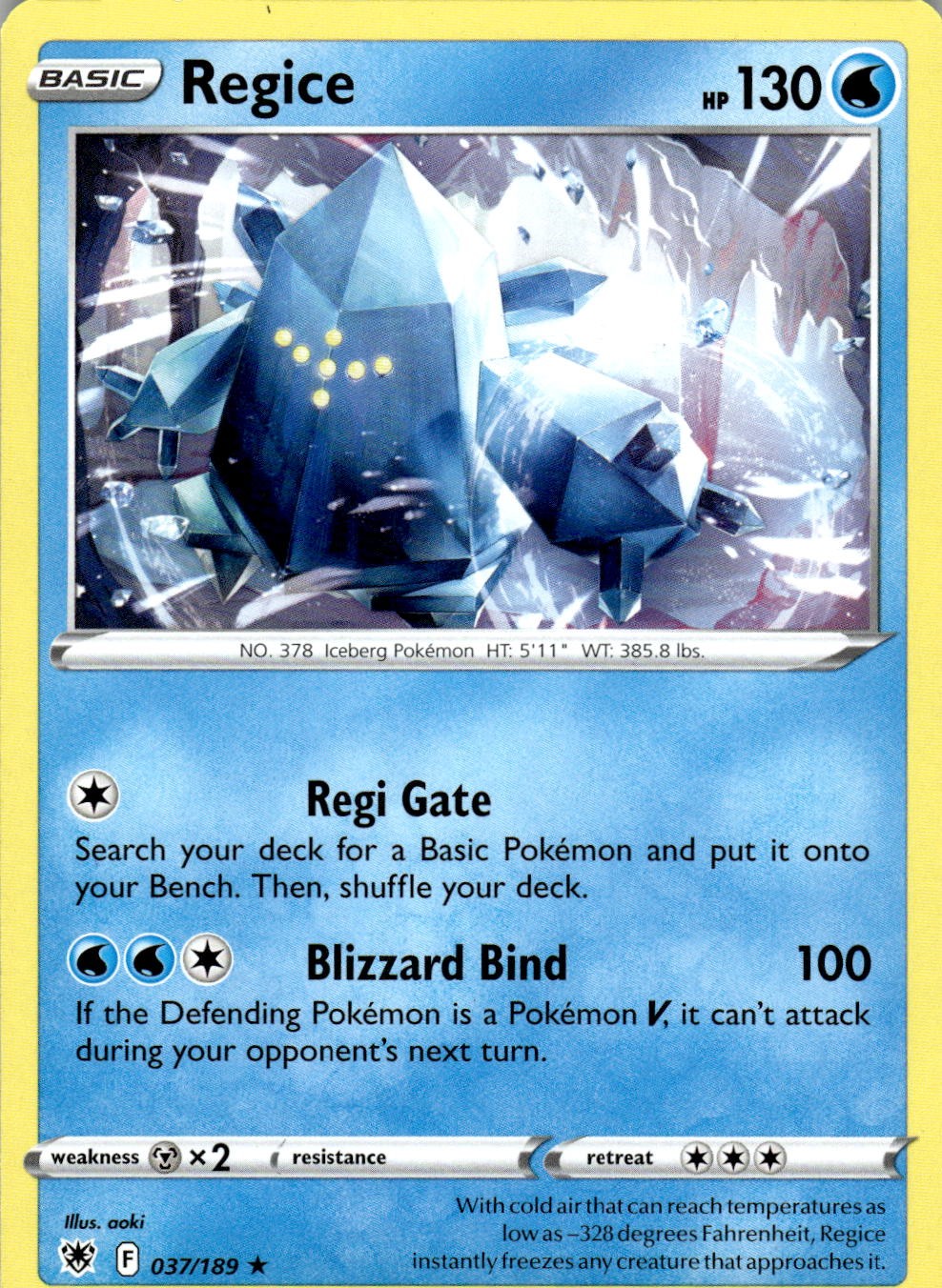 Regice 037/189 Rare Astral Radiance Pokemon Near Mint