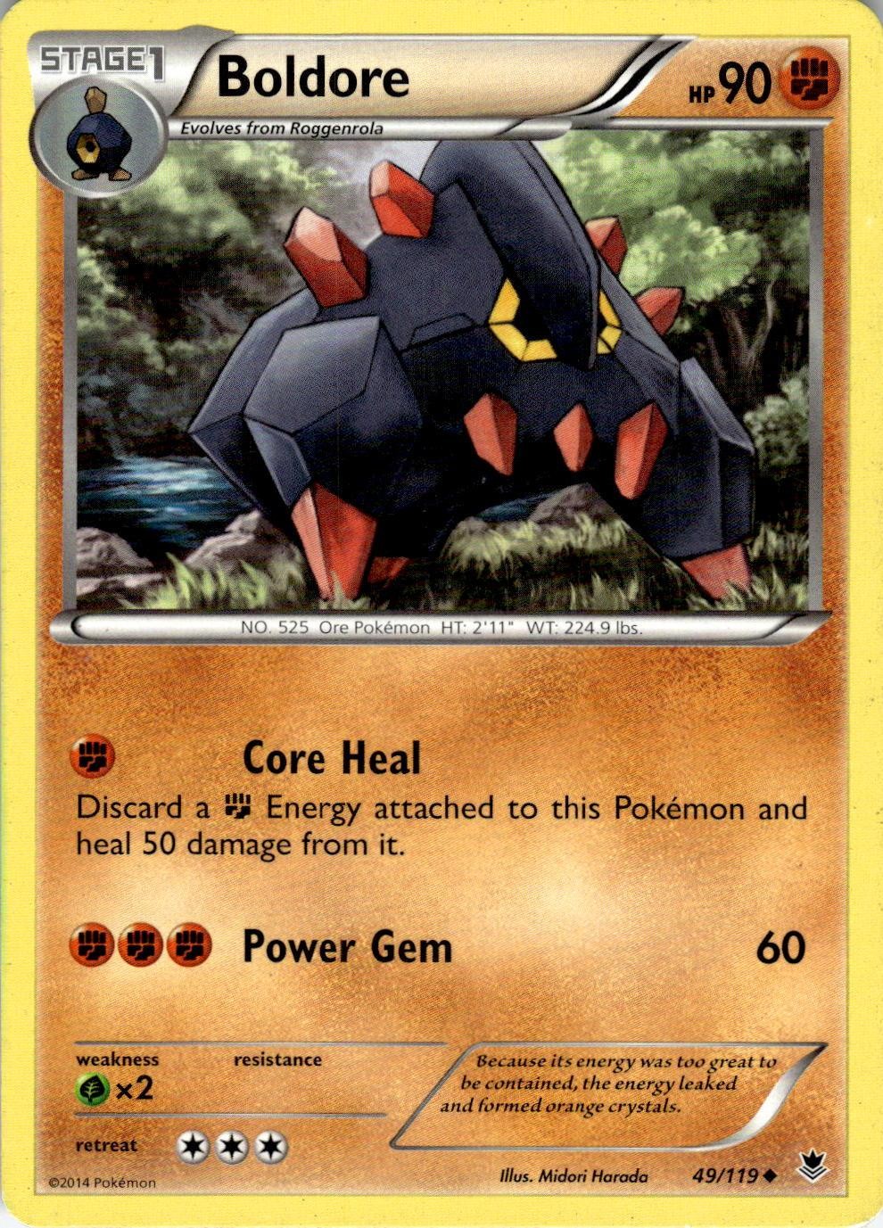 Boldore 49/119 Uncommon Phantom Forces Pokemon Near Mint