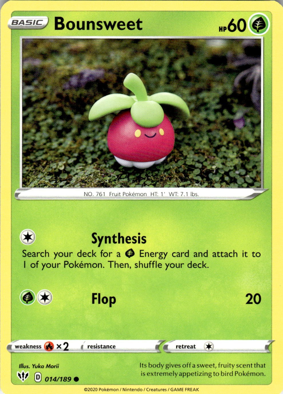 Bounsweet 014/189 Common Darkness Ablaze Pokemon Lightly Played