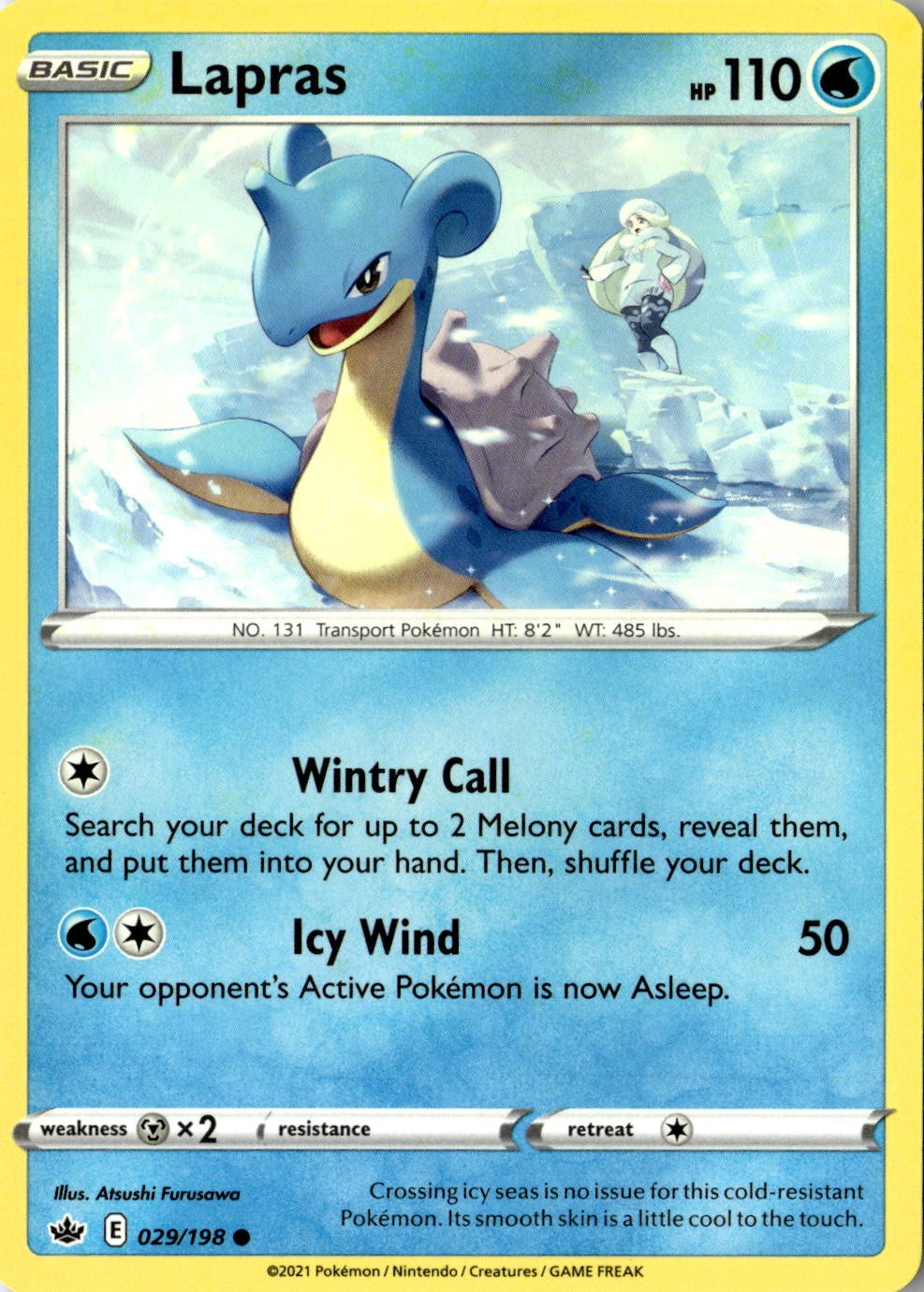 2021 POKEMON LAPRAS 029/198 COMMON CHILLING REIGN NEAR MINT