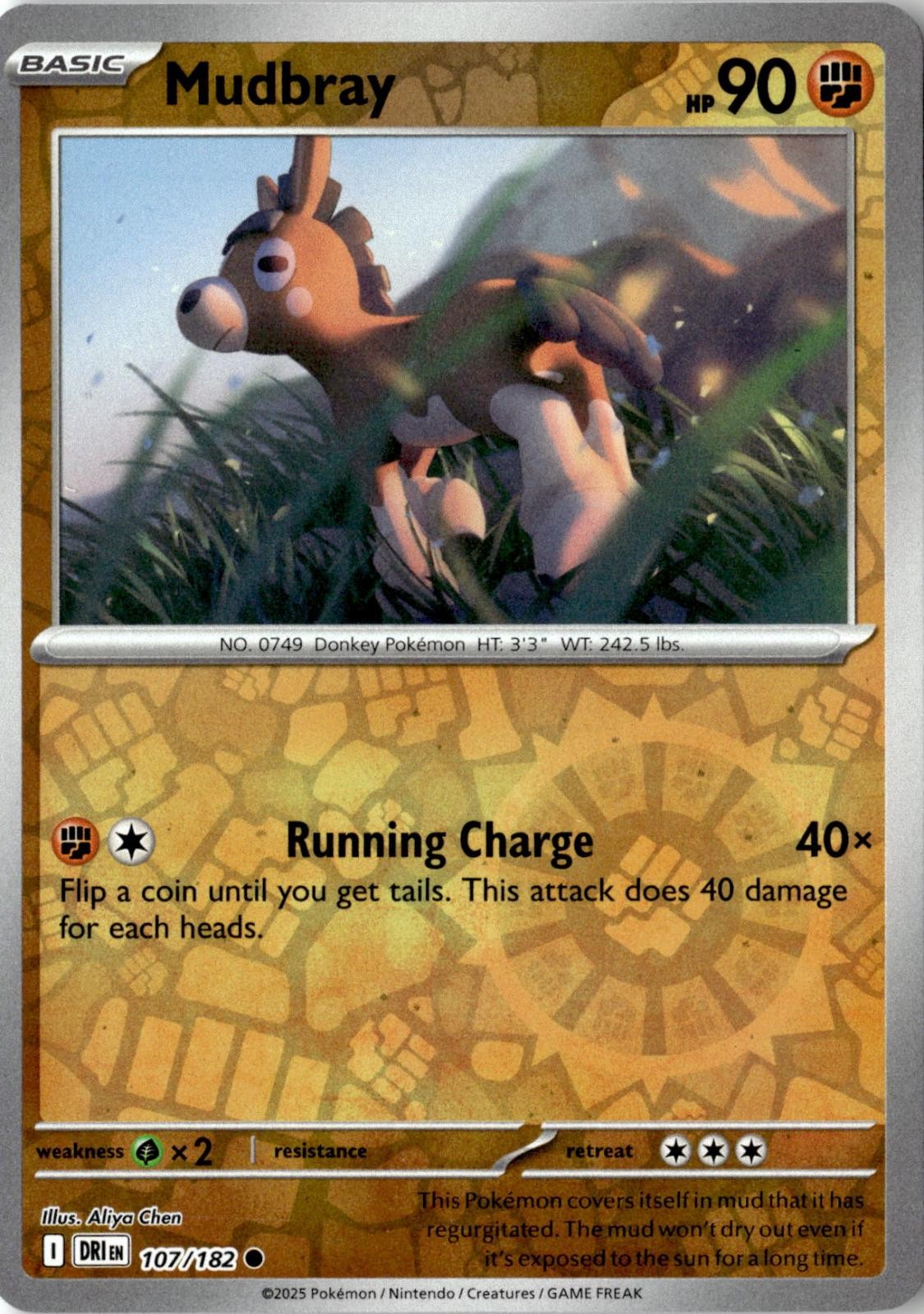2025 POKEMON MUDBRAY 107/182 COMMON DESTINED RIVALS REVERSE HOLO NEAR MINT