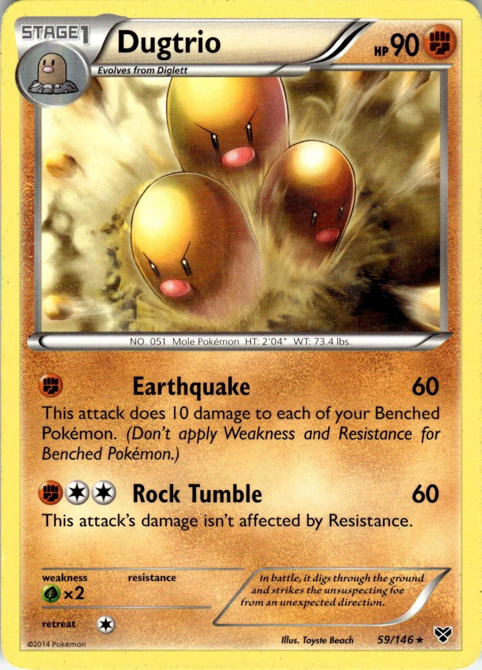 Dugtrio 59/146 Rare XY Base Set Pokemon Near Mint