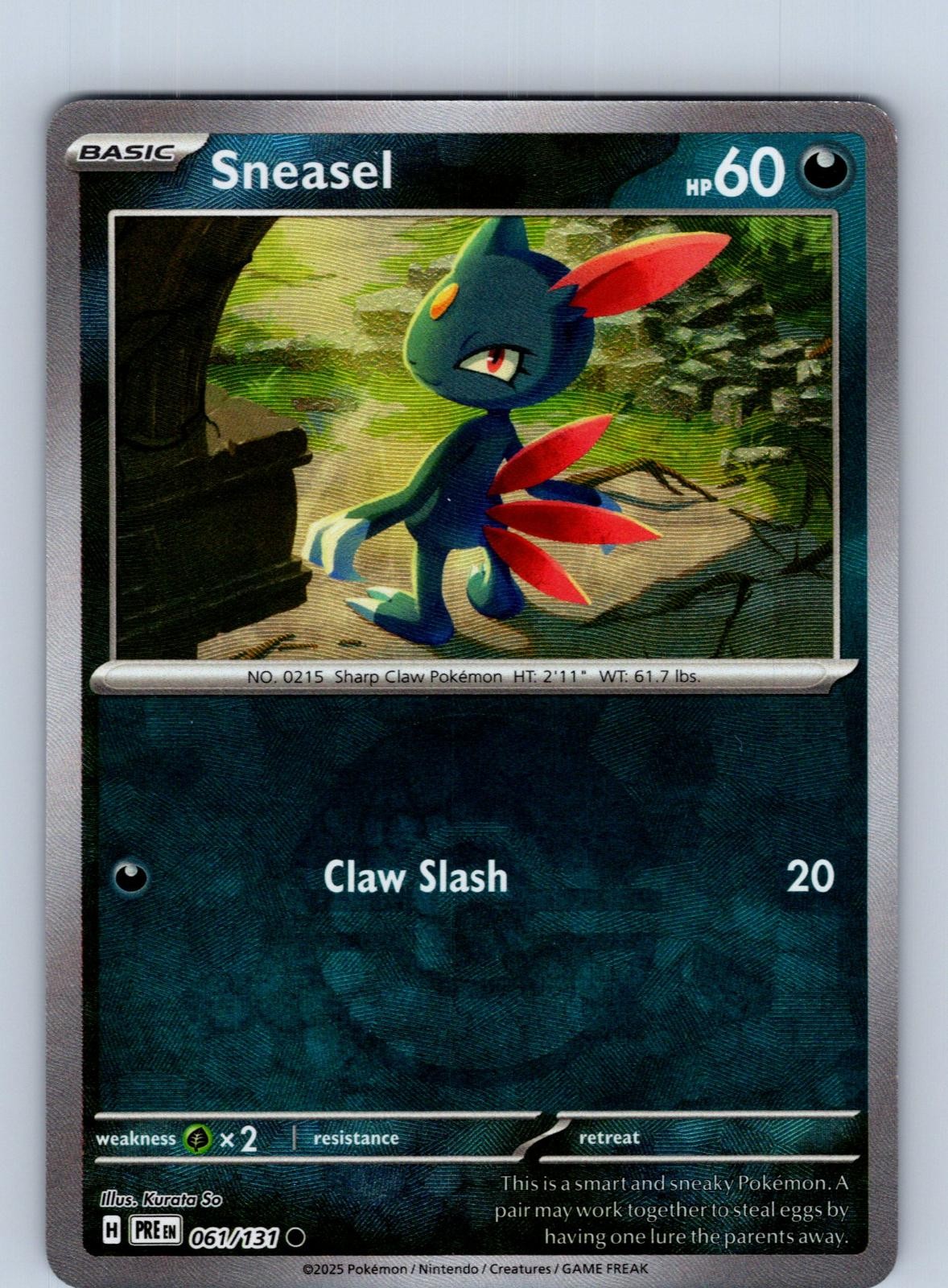 Sneasel (Poke Ball Pattern) 061/131 Holo Common Prismatic Evolutions Pokemon NM