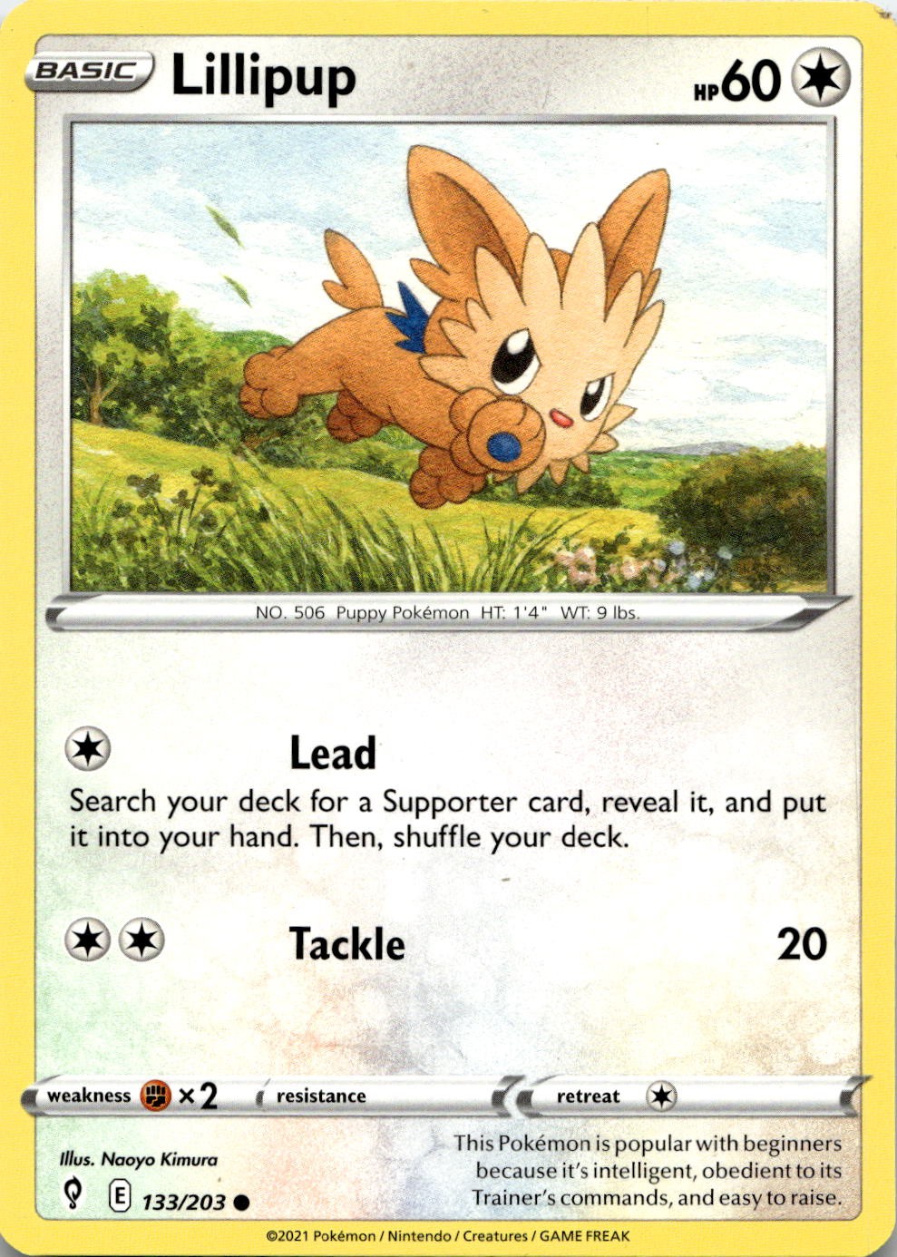 Lillipup 133/203 Common Evolving Skies Pokemon Lightly Played
