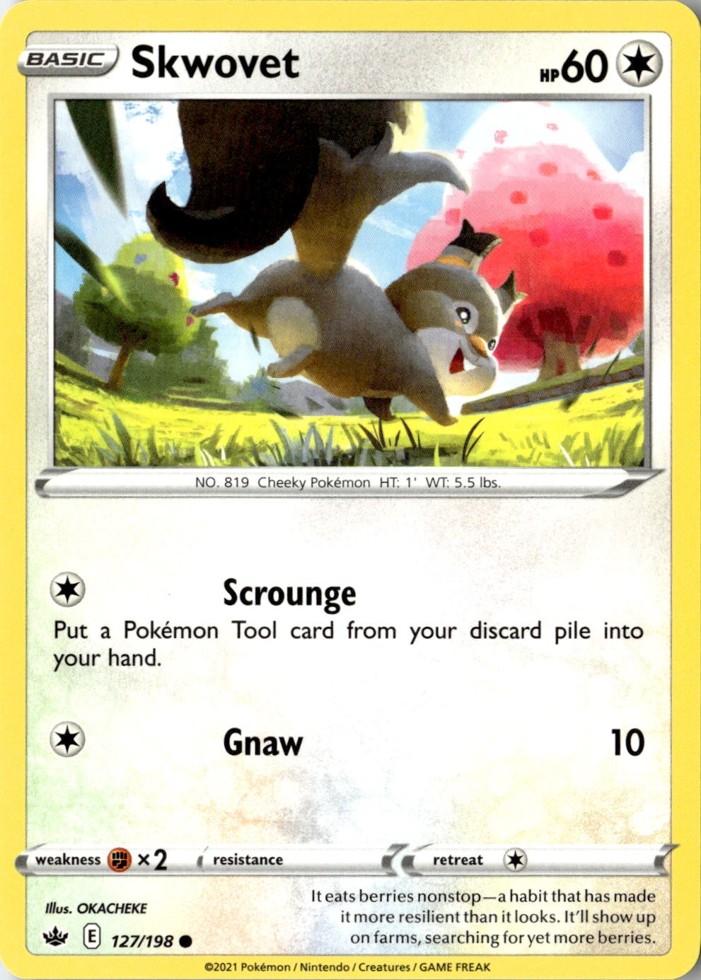 2021 POKEMON SKWOVET 127/198 COMMON CHILLING REIGN NEAR MINT
