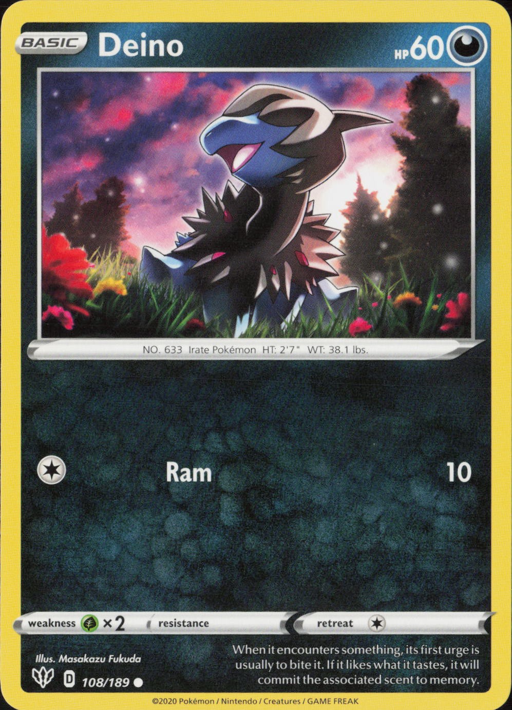 Deino Common SWSH03: Darkness Ablaze 108/189 NM