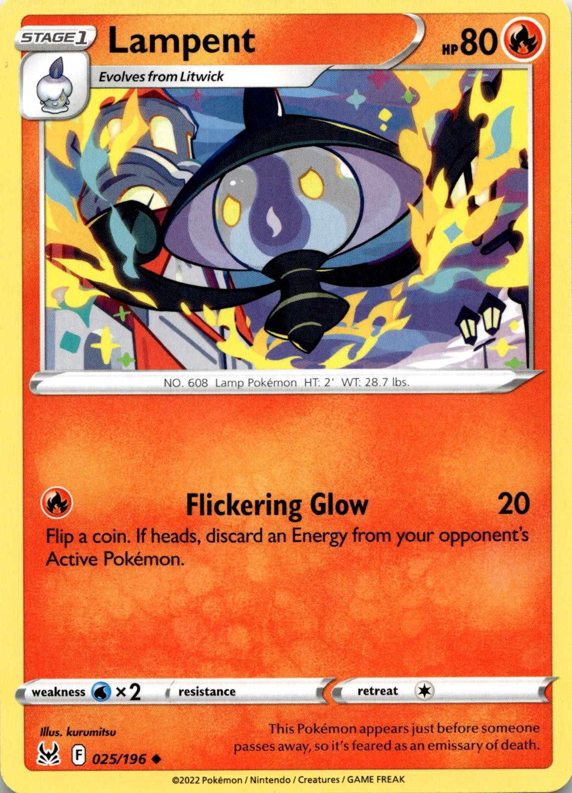 Lampent 025/196 Uncommon Lost Origin Pokemon Near Mint