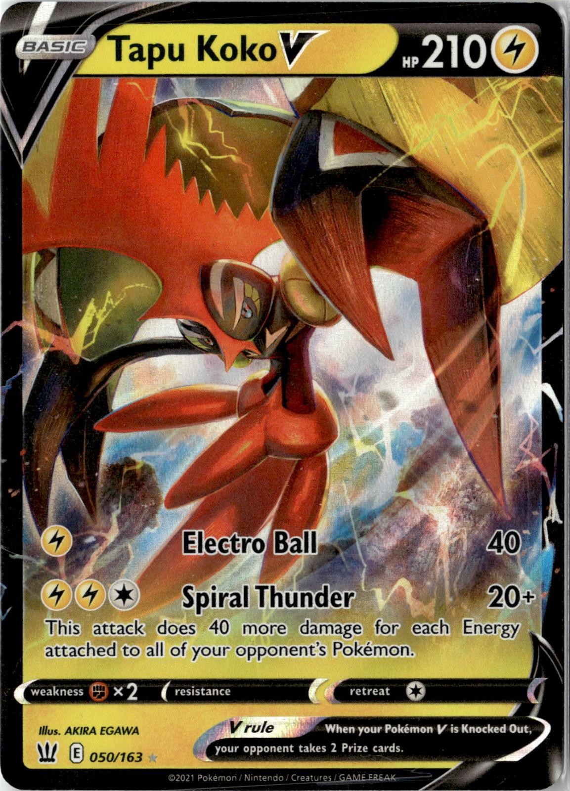 2021 POKEMON TAPU KOKO V 050/163 HOLO V RARE BATTLE STYLES NEAR MINT