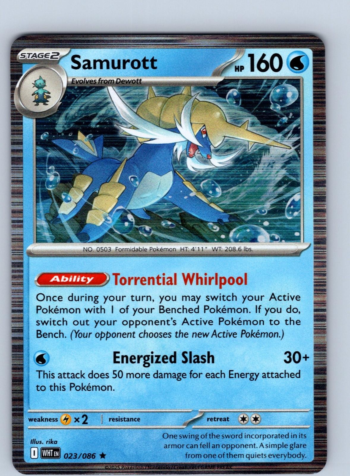 Samurott 023/086 Holo Rare White Flare Pokemon Near Mint