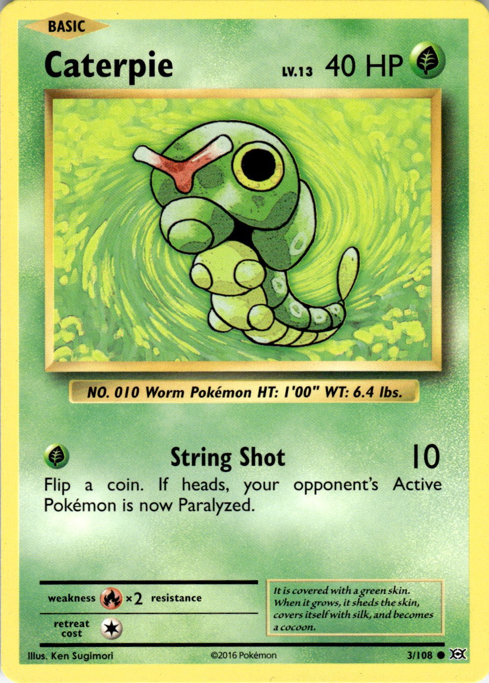 Caterpie 3/108 Common Evolutions Pokemon Near Mint