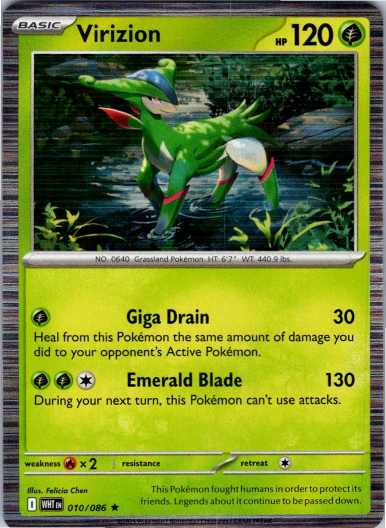Virizion 010/086 Holo Rare White Flare Pokemon Near Mint