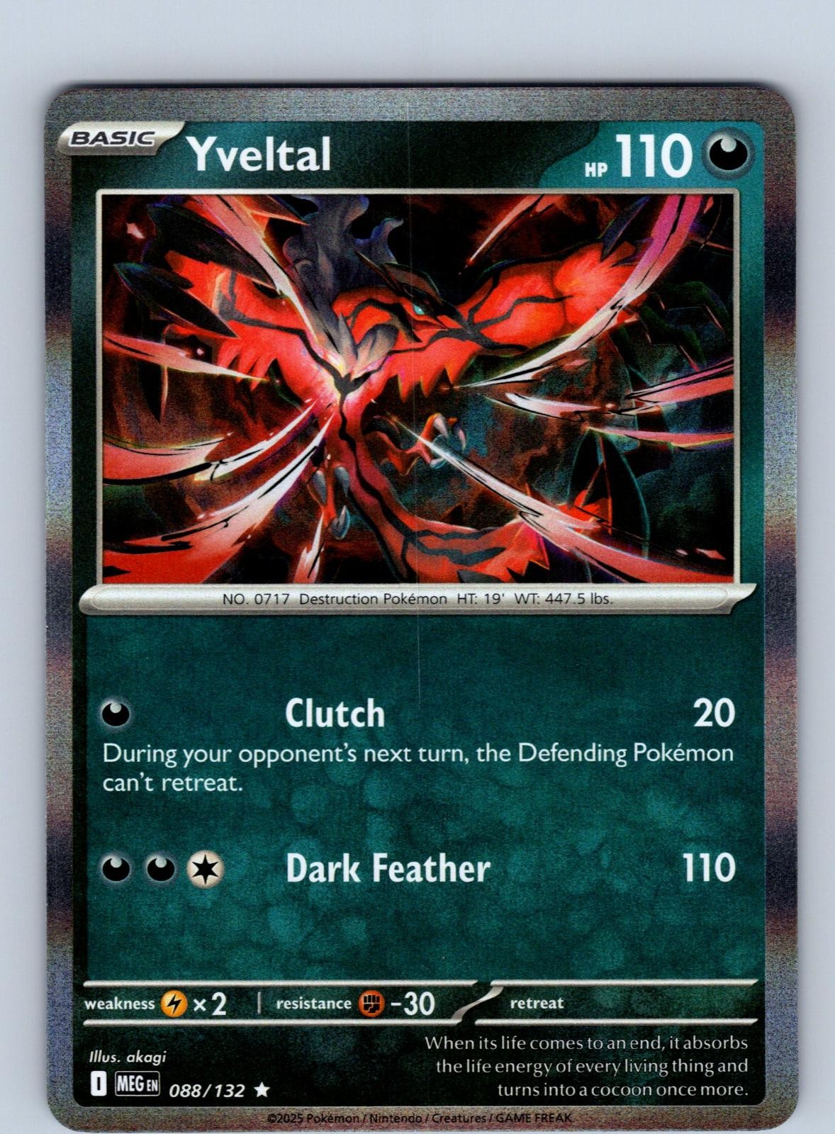 Yveltal 088/132 Rare Mega Evolution Pokemon Holo Near Mint
