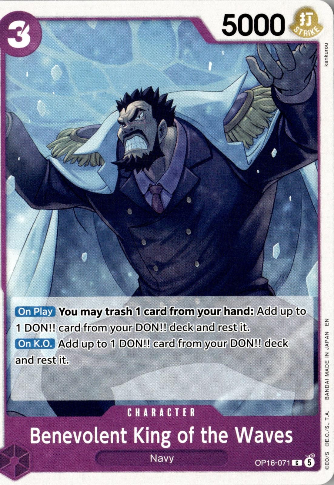 ONE PIECE BENEVOLENT KING OF THE WAVES OP16-071 COMMON THE TIME OF BATTLE NM