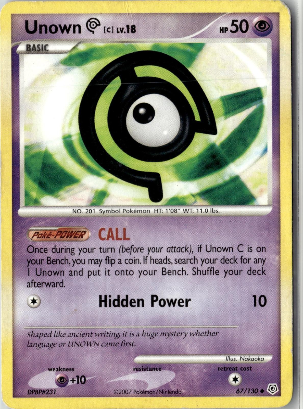 2007 POKEMON UNOWN [C] 67/130 UNCOMMON DIAMOND & PEARL NEAR MINT