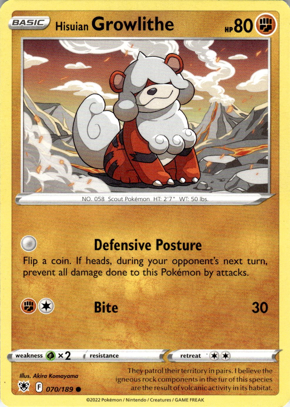 Hisuian Growlithe 070/189 Common Astral Radiance Pokemon Near Mint