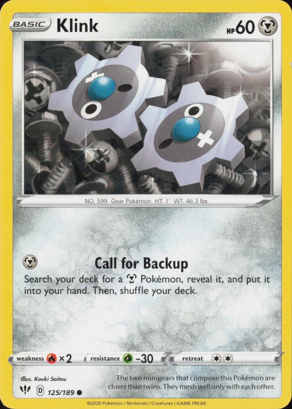 Klink Common SWSH03: Darkness Ablaze 125/189 NM