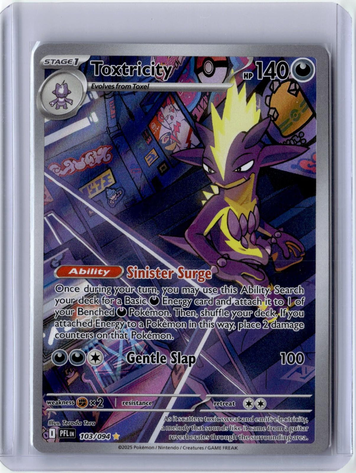2025 POKEMON TOXTRICITY 103/094 ILLUSTRATION RARE PHANTASMAL FLAMES HOLO NM