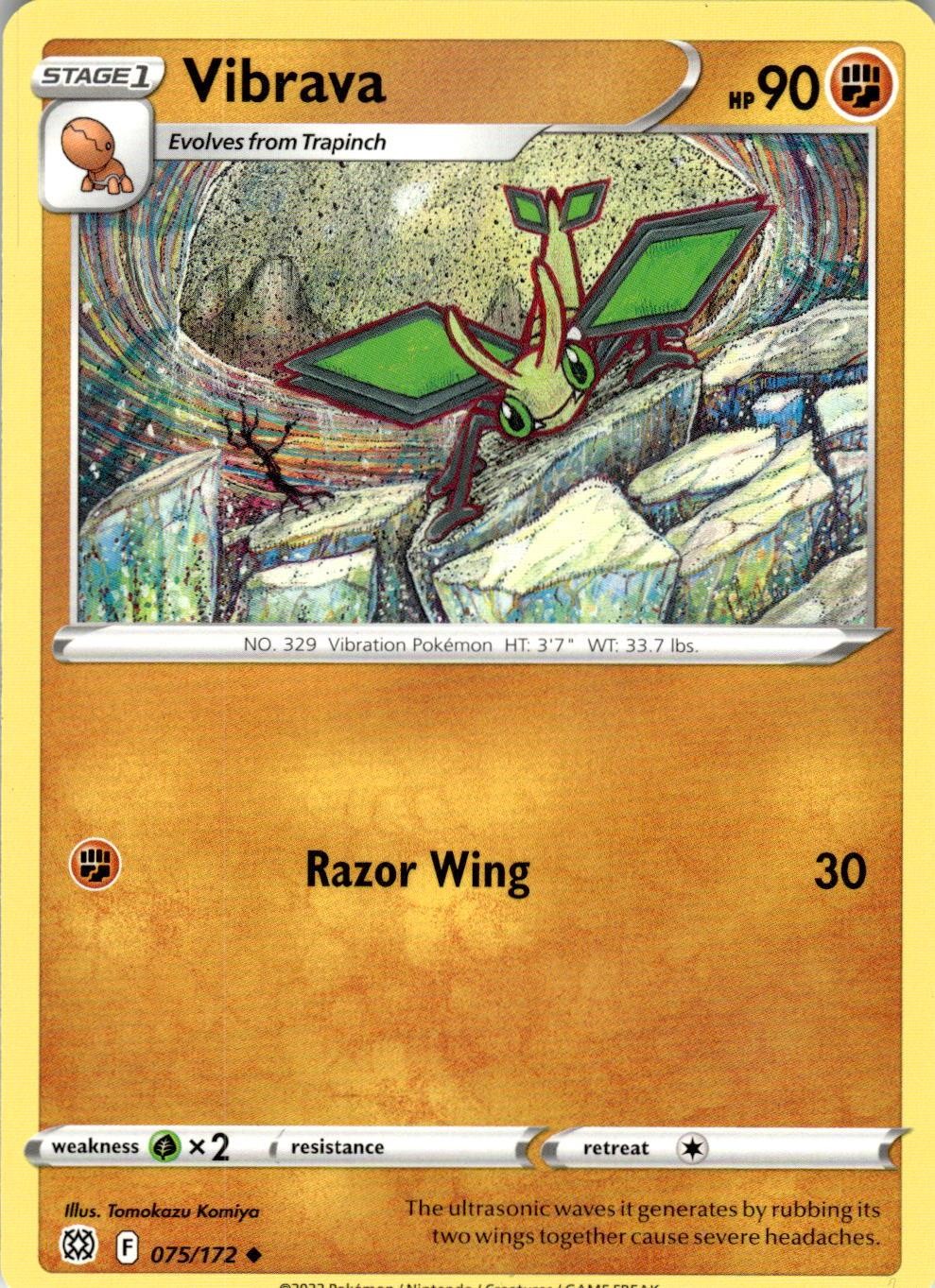 2022 POKEMON VIBRAVA 075/172 UNCOMMON BRILLIANT STARS NEAR MINT