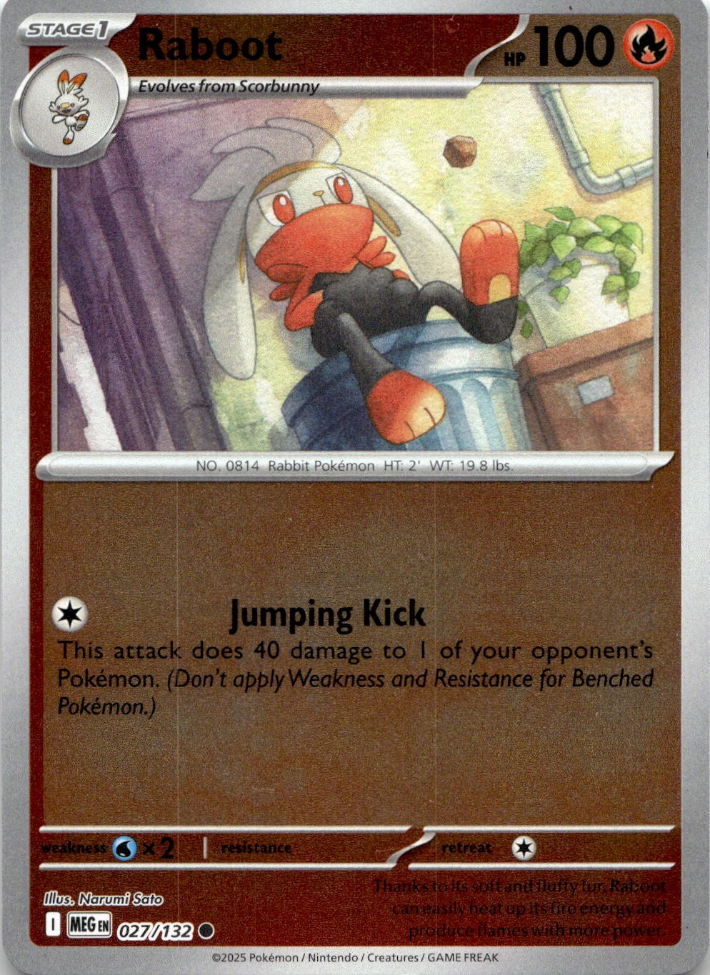 Raboot 027/132 Common Mega Evolution Pokemon Reverse Holo Near Mint