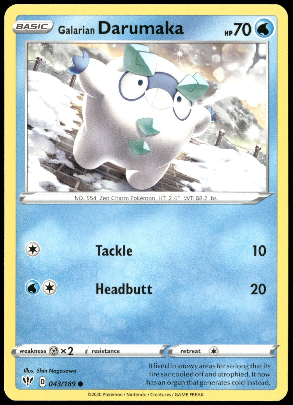 Galarian Darumaka Common SWSH03: Darkness Ablaze 043/189 NM
