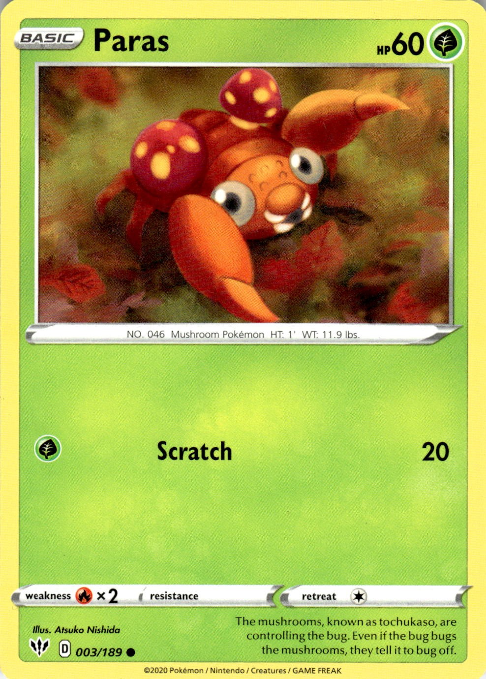 Paras 003/189 Common Darkness Ablaze Pokemon Near Mint