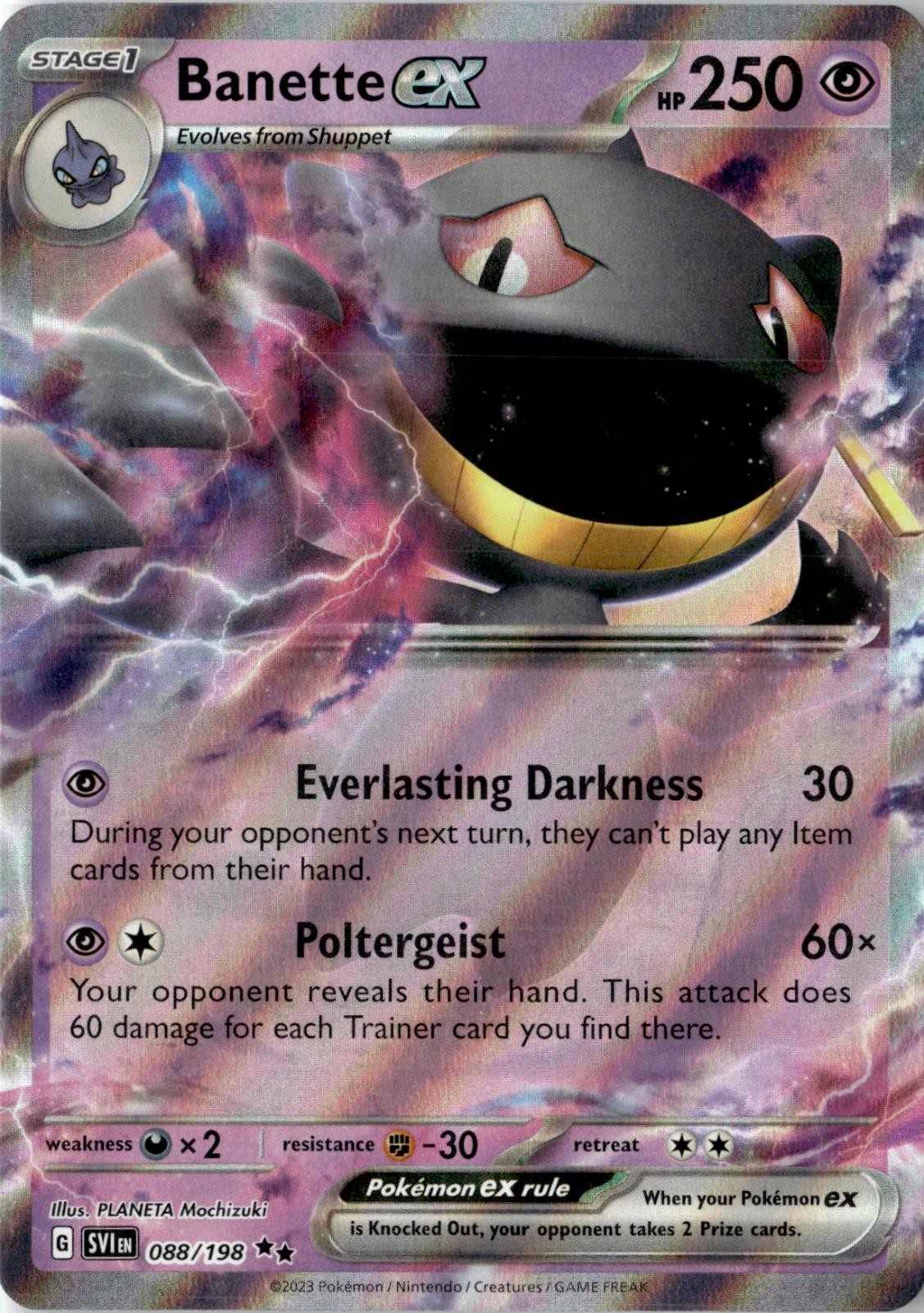 2023 POKEMON BANETTE EX 088/198 DOUBLE RARE SCARLET & VIOLET HOLO NEAR MINT