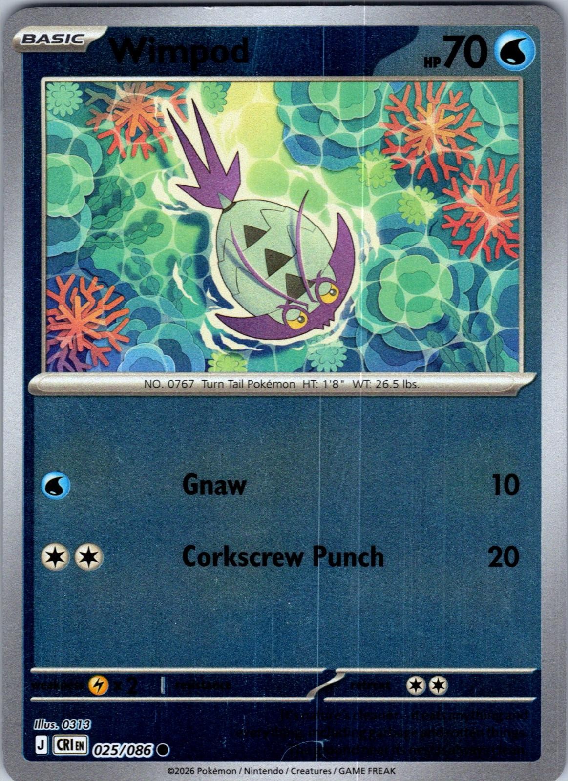 Wimpod 025/086 Common Chaos Rising Pokemon Lightly Played