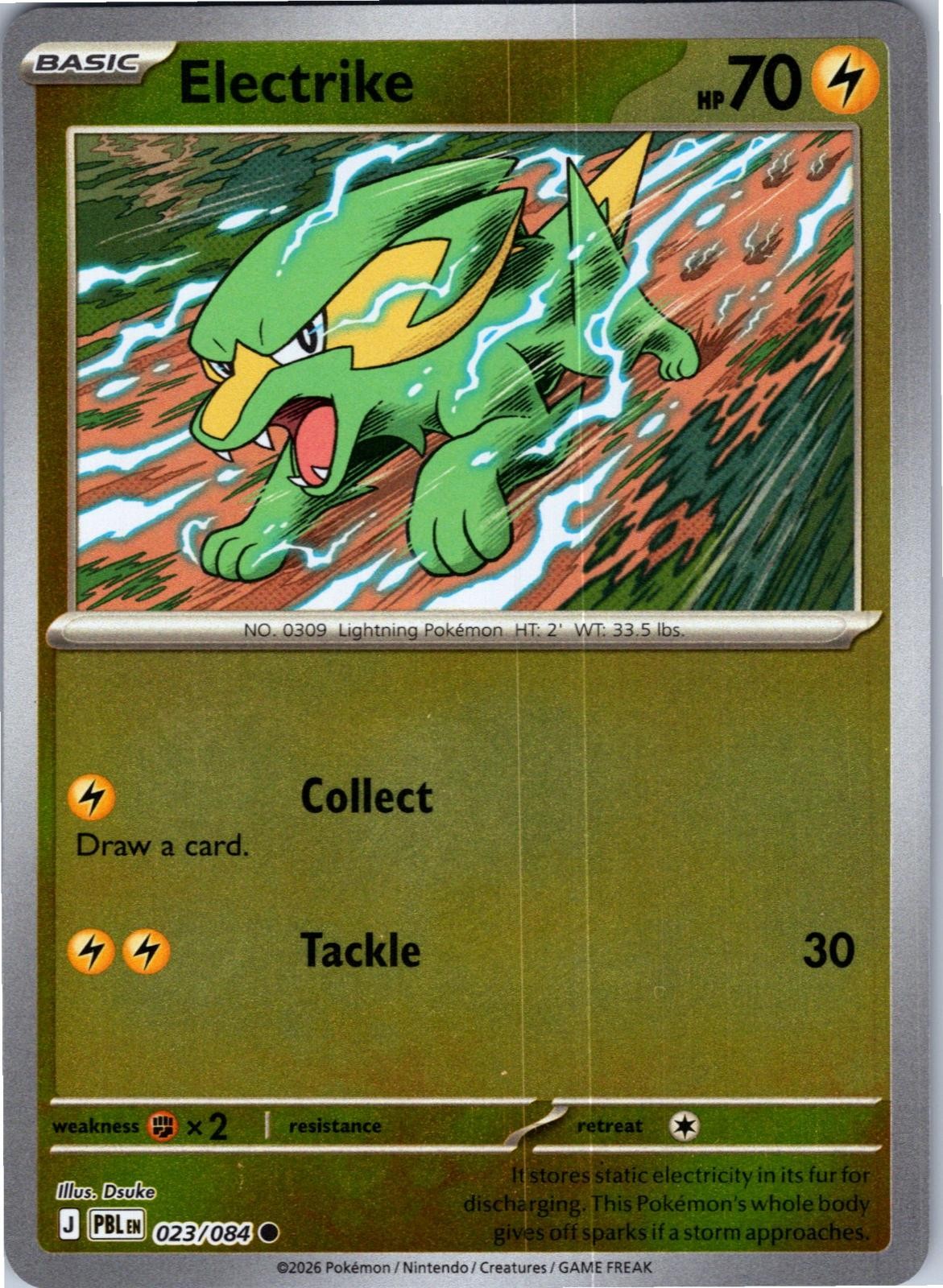Electrike 023/084 Common Pitch Black Pokemon Lightly Played