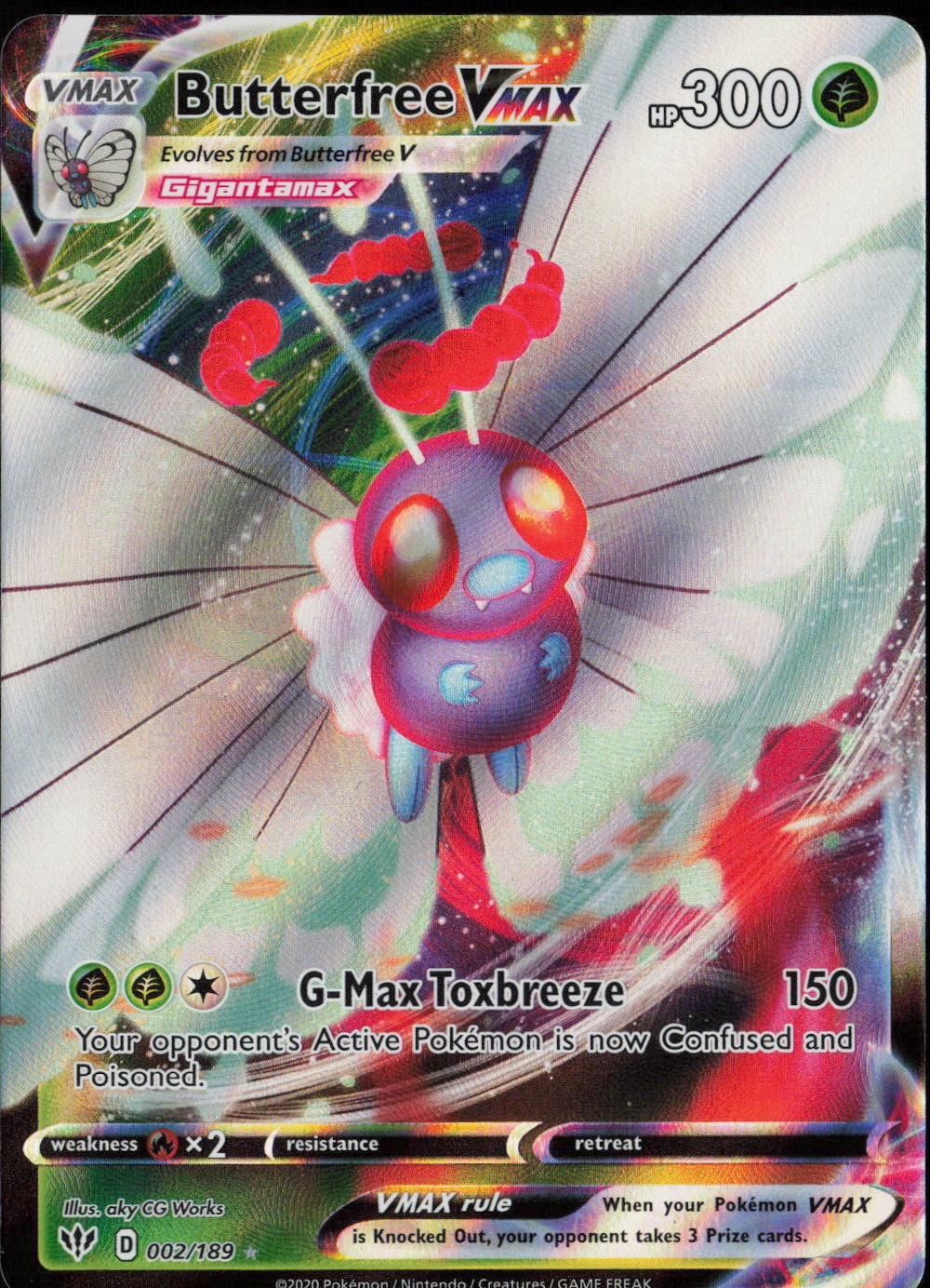 Butterfree VMAX Holo Ultra Rare SWSH03: Darkness Ablaze 002/189 NM