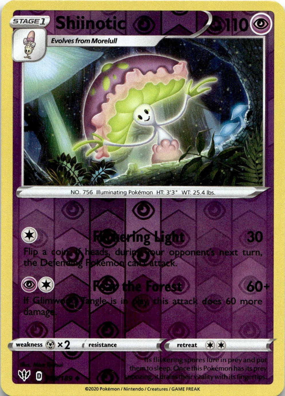 Shiinotic 080/189 Uncommon Darkness Ablaze Pokemon Reverse Holo Lightly Played