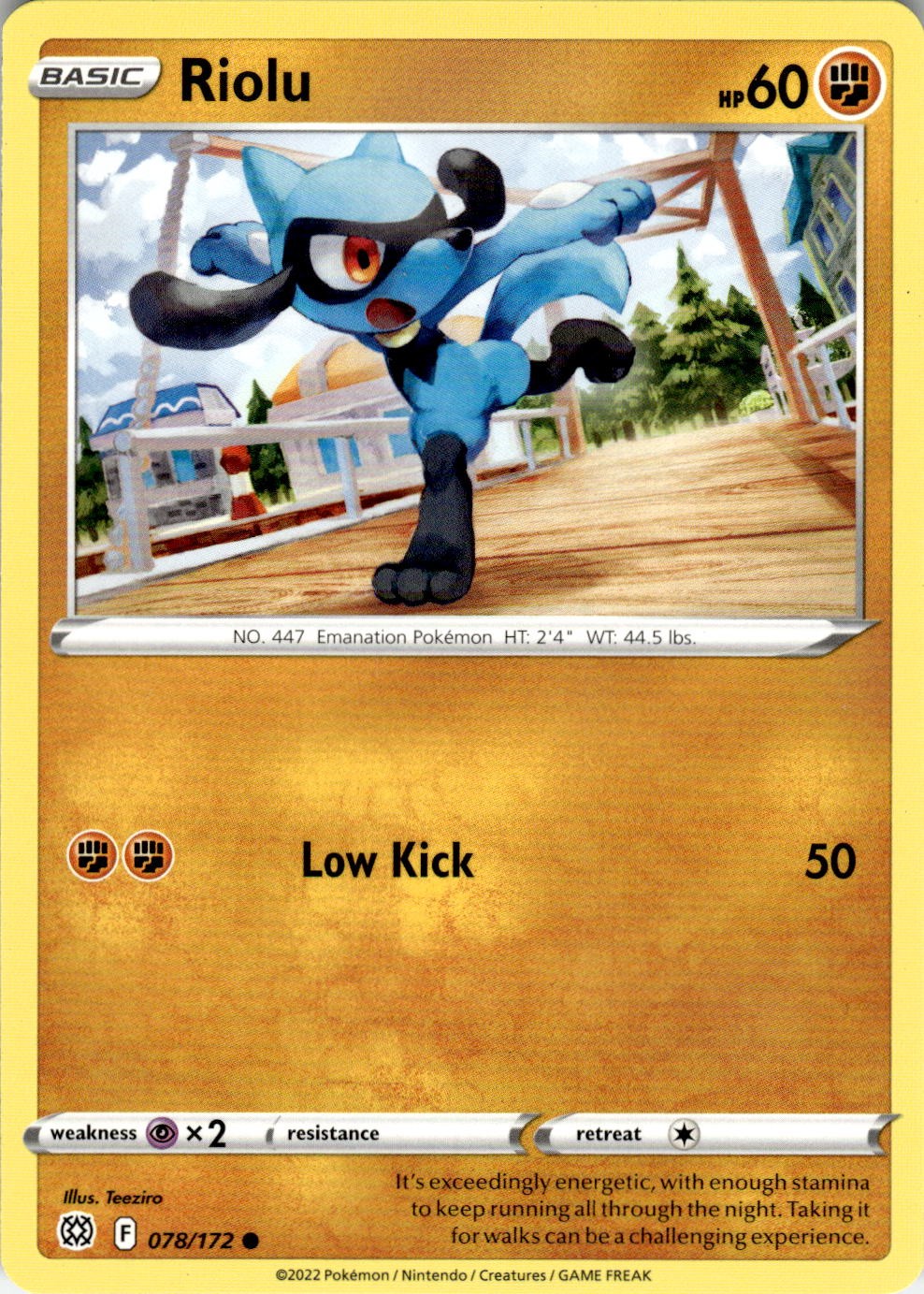 2022 POKEMON RIOLU 078/172 COMMON BRILLIANT STARS NEAR MINT