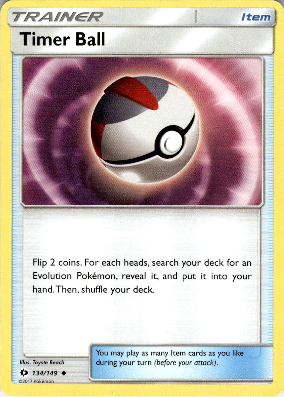 Timer Ball 134/149 Uncommon SM Base Set Pokemon Lightly Played