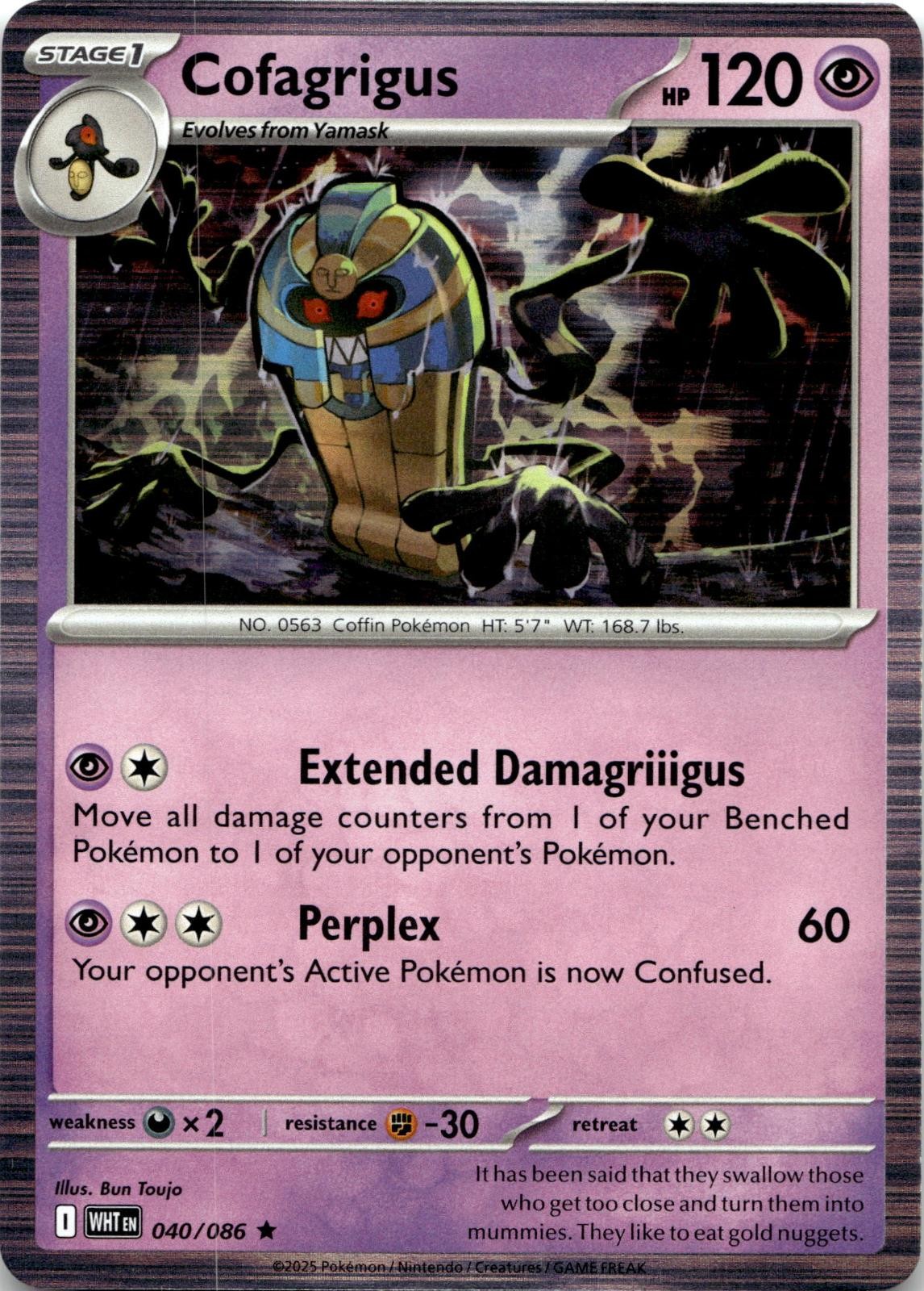 Cofagrigus 040/086 Holo Rare White Flare Pokemon Near Mint