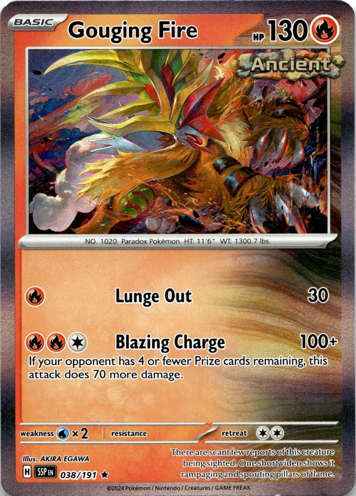 Gouging Fire 038/191 Rare Surging Sparks Pokemon Holo Near Mint