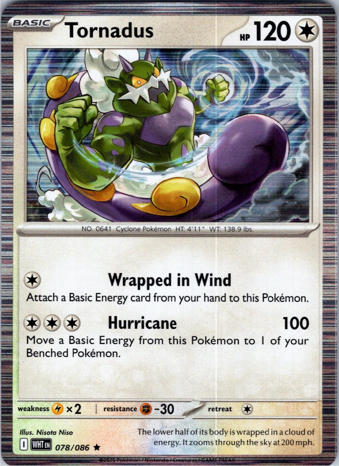Tornadus 078/086 Holo Rare White Flare Pokemon Lightly Played