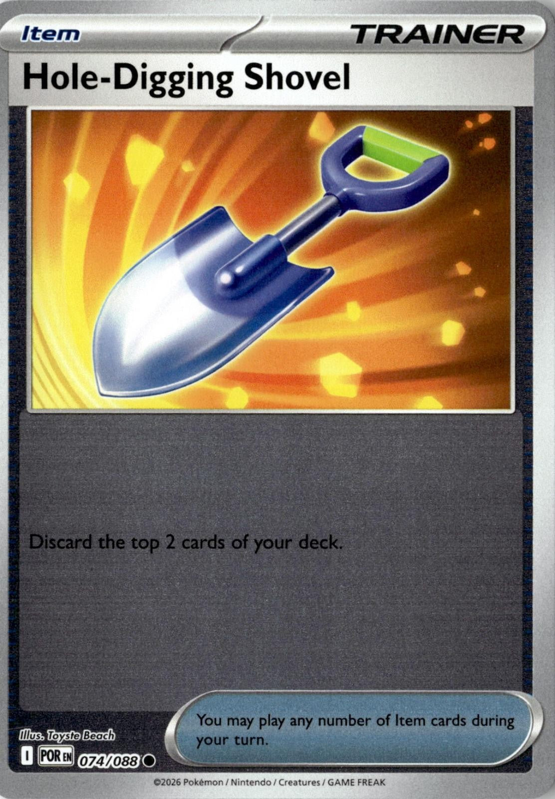 2026 POKEMON HOLE-DIGGING SHOVEL 074/088 COMMON PERFECT ORDER NEAR MINT