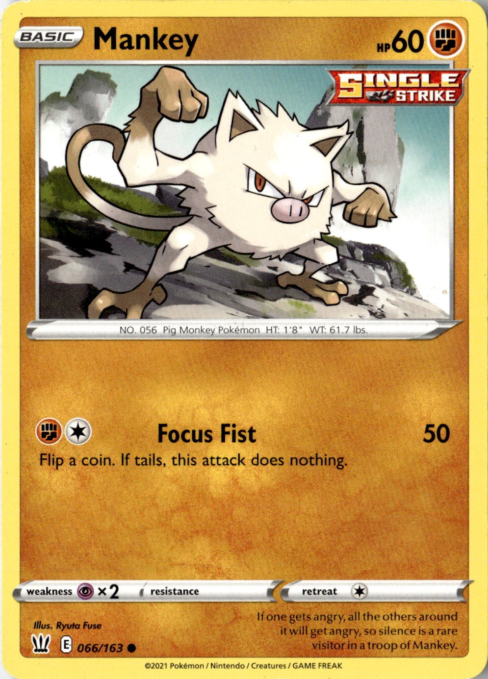 2021 POKEMON MANKEY 066/163 COMMON BATTLE STYLES NEAR MINT